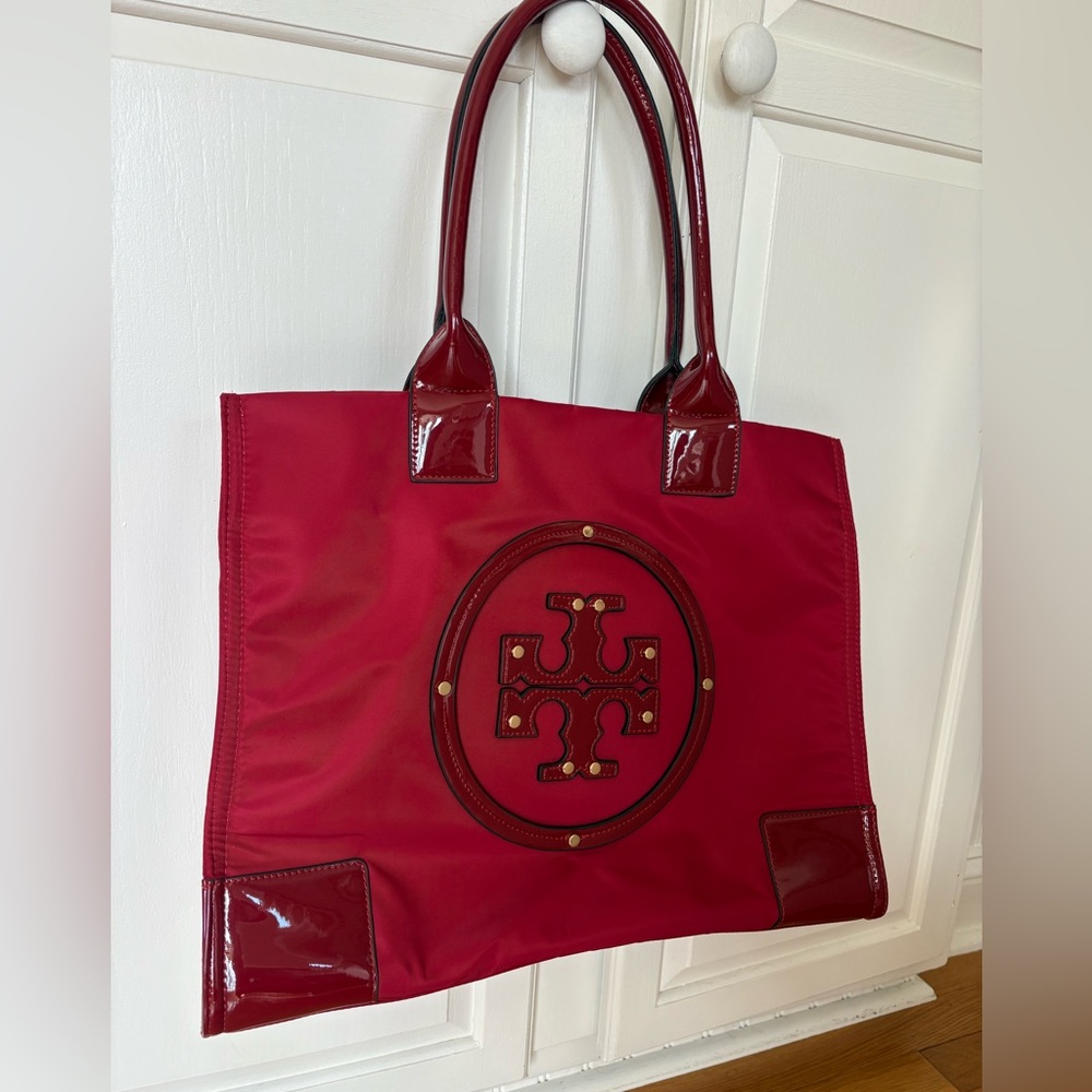 Tory Burch Burgundy Red Nylon Tote Bag
